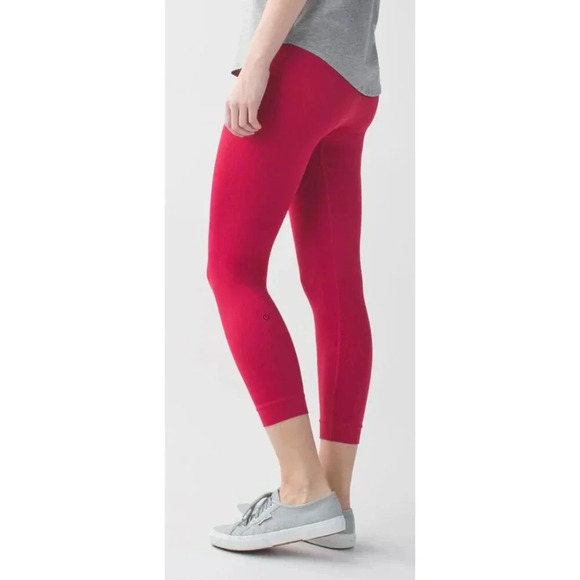 Lululemon Zone In Crop Cranberry Red Leggings-sz approx 4 - Picture 5 of 9